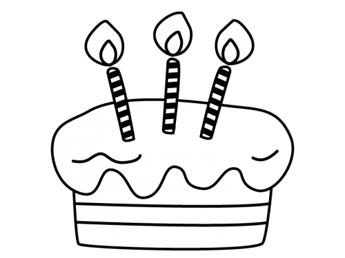 誕生日ケーキの白黒イラスト かわいい無料の白黒イラスト モノぽっと