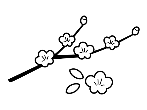 桃の花の白黒イラスト かわいい無料の白黒イラスト モノぽっと