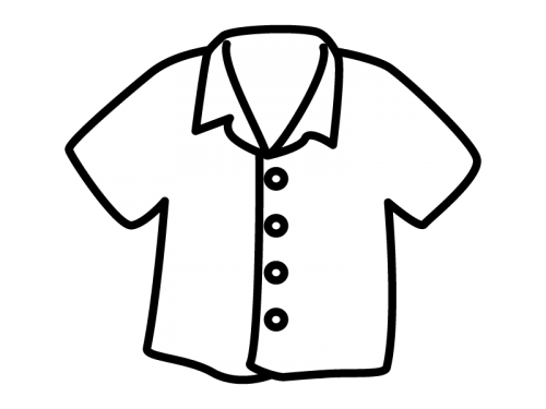 洋服 ボタンシャツの白黒イラスト かわいい無料の白黒イラスト モノ